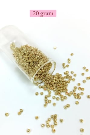 Dökme Cam Kum Boncuk (8/0) 3 mm - 20 Gram - Altın Rengi - BNC144