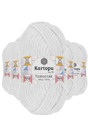 5 Adet Yumurcak Kadife El Örgü İpi Kar Beyaz K010 - kartopu mudanis