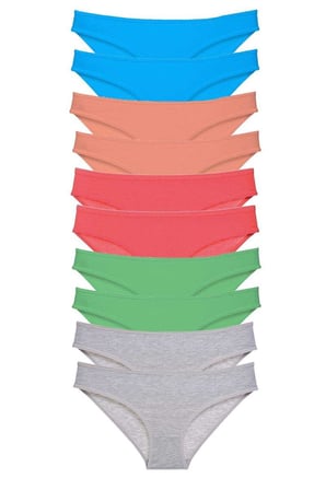 10 adet Süper Eko Set Likralı Kadın Slip Gri Pudra Yeşil Fuşya Mavi