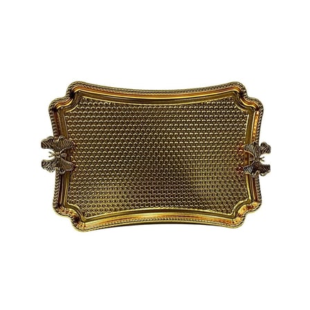 Kelebekli Metal Gold Küçük Dikdörtgen Tepsi