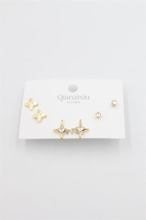 Çoklu Set Küpe - Altın