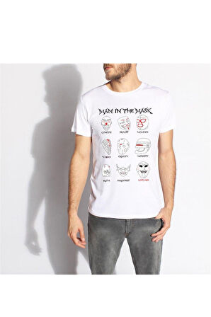 Tshirthane Maskeler Komik Baskılı Erkek Dar Kesim Slim Fit t-shirt