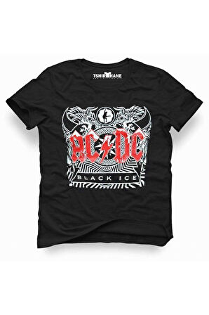 Tshirthane Acdc AC/DC Black Ice Rock Metal Müzik Baskılı Erkek t-shirt
