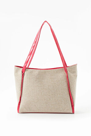 Kadın Kanvas Büyük Askılı Omuz Çantası Astarlı