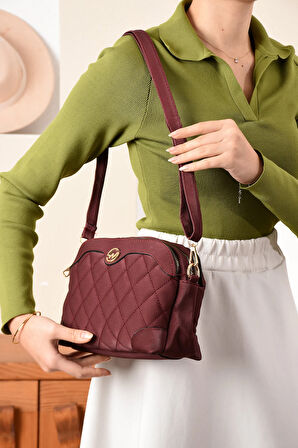 Minimalist Şıklık 3 Bölmeli Çok Amaçlı Kapitone Omuz Çantası