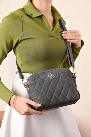 Minimalist Şıklık 3 Bölmeli Çok Amaçlı Kapitone Omuz Çantası