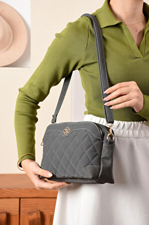 Minimalist Şıklık 3 Bölmeli Çok Amaçlı Kapitone Omuz Çantası