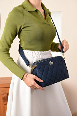 Minimalist Şıklık 3 Bölmeli Çok Amaçlı Kapitone Omuz Çantası