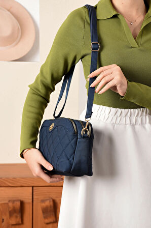 Minimalist Şıklık 3 Bölmeli Çok Amaçlı Kapitone Omuz Çantası