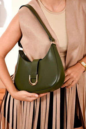 Kadın Toka Detaylı Şık  Baget Çanta