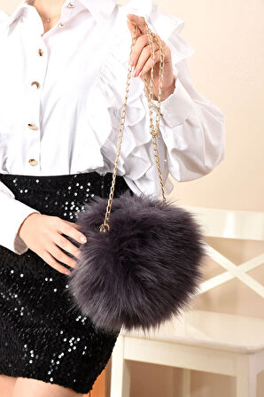 Yumuşak Dokunuş: Şık Tüylü Çanta Çapraz Askılı Zincirli Çanta