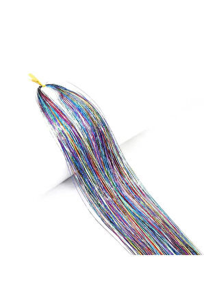 Hair Tinsel Saç Simi- Karışık Renk Boncuksuz / Ht12 Her Tel Farklı Renkli Gökkuşağı Gibi