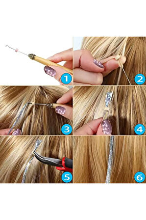 Hair Tinsel Saç Simi- Karışık Renk Boncuksuz / Ht12 Her Tel Farklı Renkli Gökkuşağı Gibi