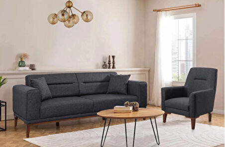 Liones Koltuk Takımı Antrasit, Ceviz Ayak