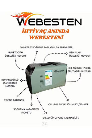WEBESTEN Taşınabilir Portatif Klima+WEBESTEN Çanta Tipi Dizel Isıtıcı ikili set