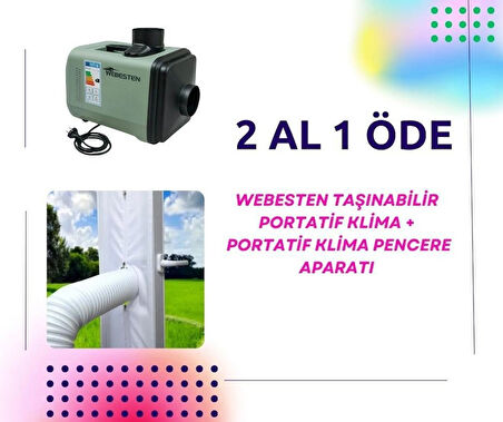 WEBESTEN Taşınabilir Portatif Klima+ Portatif Klima Pencere Aparatı Hediye