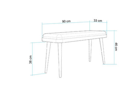 Esyala Saga Mini Bench, Karina Meşe Antrasit 1053