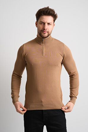 ALEXANDERGARDI Dik Yaka Fermuarlı Triko Kazak