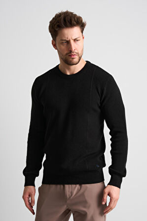 ALEXANDERGARDI Dokulu Siyah Triko Kazak (ET-3633-T)