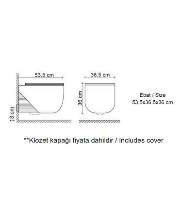 LENA ASMA KLOZET KAPAK DAHİL ET-H5110C BORDO