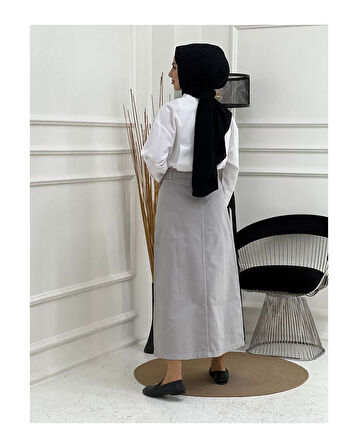 Tesettür Etek Gri-100