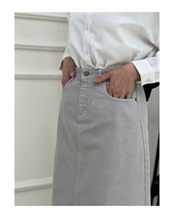 Tesettür Etek Gri-100