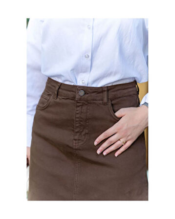 Tesettür Etek Kahverengi-481