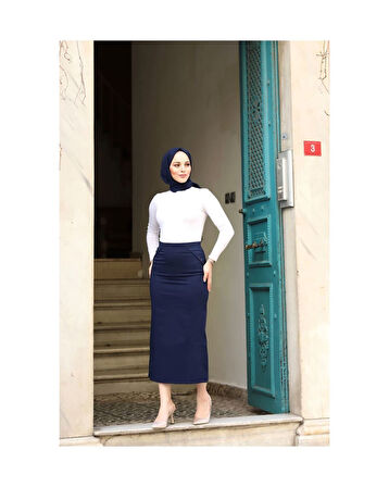 Kumaş Kalem Etek Lacivert-559