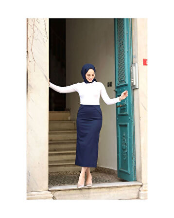 Kumaş Kalem Etek Lacivert-559