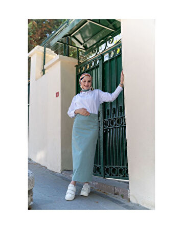 Kumaş Kalem Etek Mint Yeşili-798