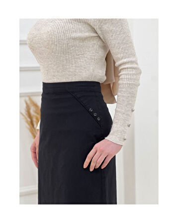 Kumaş Kalem Etek Siyah-556