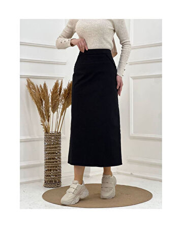 Kumaş Kalem Etek Siyah-556