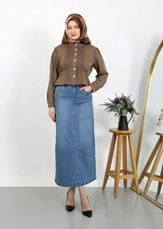 Cep Detaylı Denim Açık Mavi-810