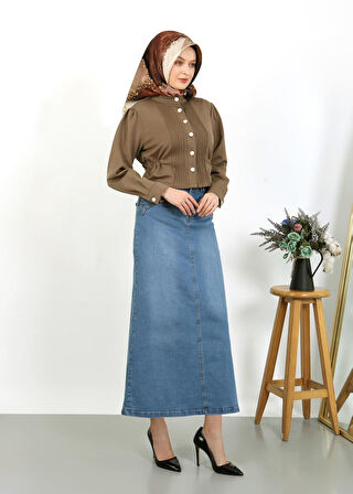 Cep Detaylı Denim Açık Mavi-810