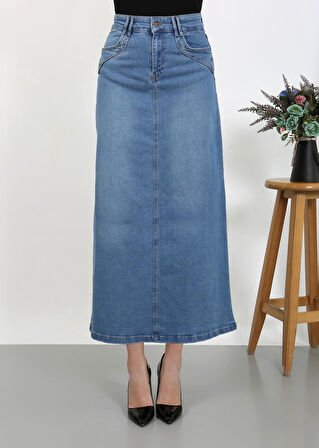 Cep Detaylı Denim Açık Mavi-810