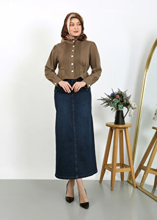 Cep Detaylı Denim Koyu Mavi-602