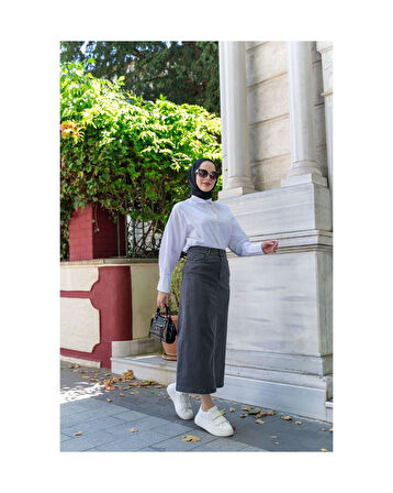 Ara Boy Likralı Gabardin Etek  Antik Antrasit-675