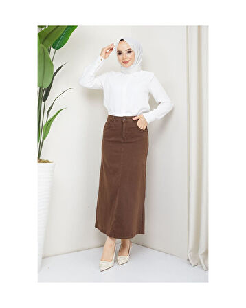 Ara Boy Likralı Gabardin Etek  Antik Kahverengi-678