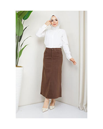 Ara Boy Likralı Gabardin Etek  Antik Kahverengi-678