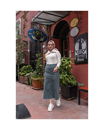 Ara Boy Likralı Gabardin Etek  Antik Mavi Miray-693