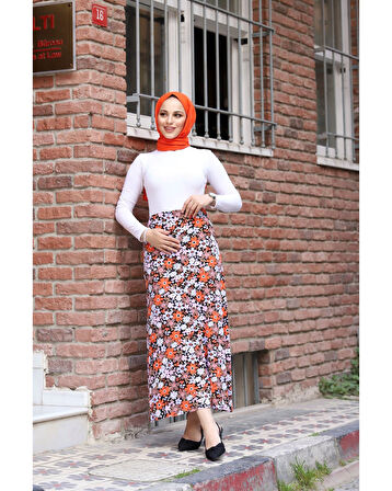 Viskon Penye Etek Orange-899