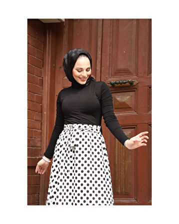 Kuşaklı Mevlana Etek Siyah-Beyaz-773