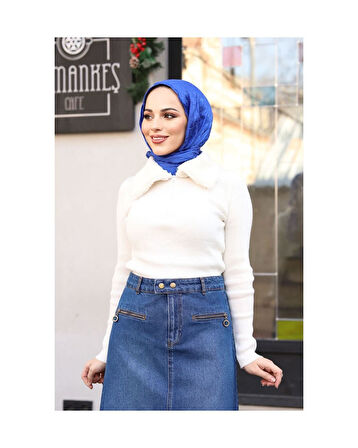 Beli Çıt Çıtlı Fermuar Cep Detaylı Kot Etek  Mavi-1115