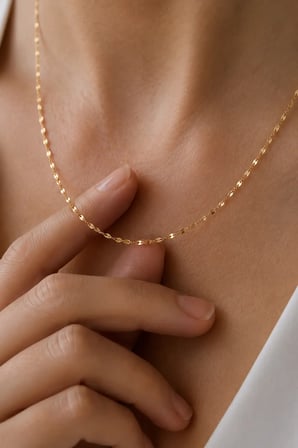 14 Ayar Altın Aynalı Zincir Kolye