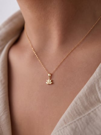 14 Ayar Altın Lotus Çiçeği Kolye