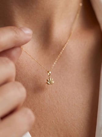 14 Ayar Altın Lotus Çiçeği Kolye