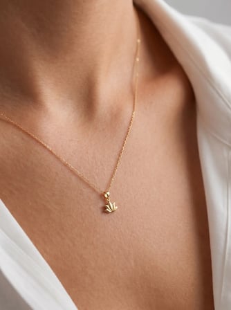 14 Ayar Altın Lotus Çiçeği Kolye
