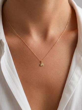 14 Ayar Altın Lotus Çiçeği Kolye