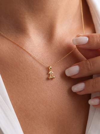14 Ayar Altın Kiraz Model Kolye