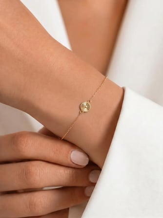 14 Ayar Altın Minimal Güneş Motifli Bileklik